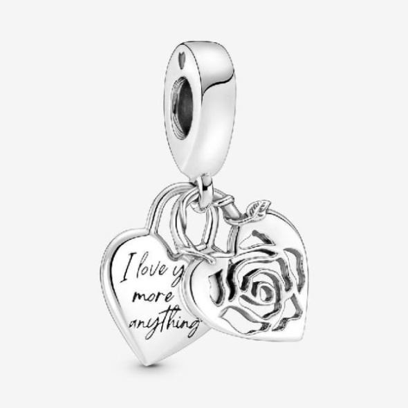 Rose Heart Padlock Dangle Charms Pandora CA