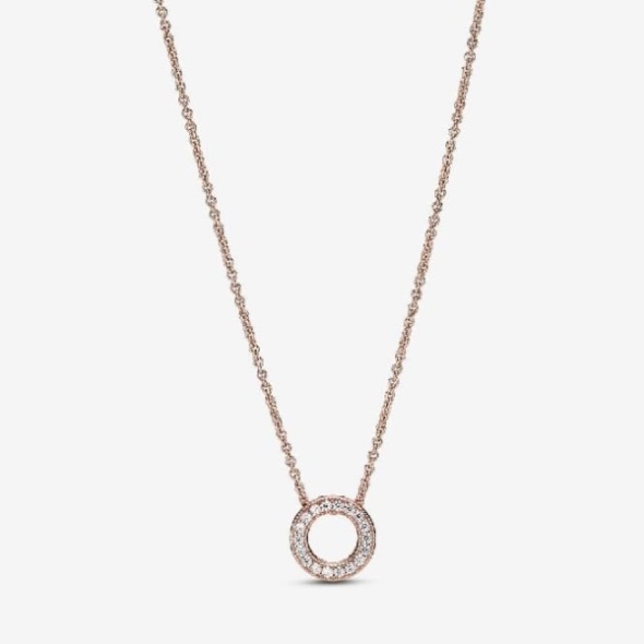 Rose Logo Pave Circle Collier Necklace Pandora CA