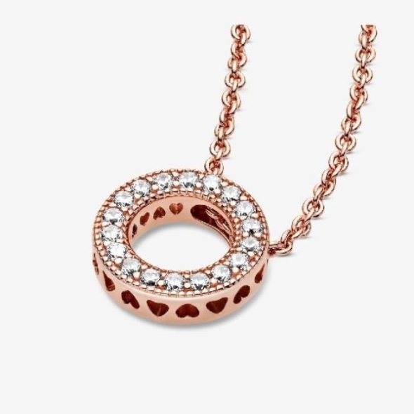 Rose Logo Pave Circle Collier Necklace Pandora CA