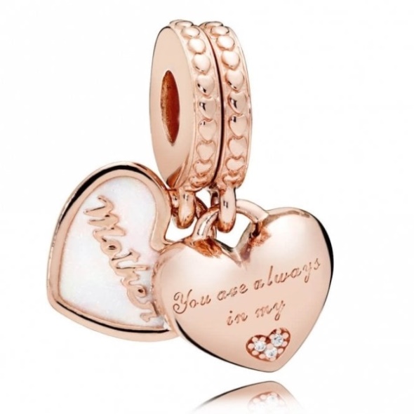 Rose Mother and Daughter Hearts Dangle Charms Pandora CA