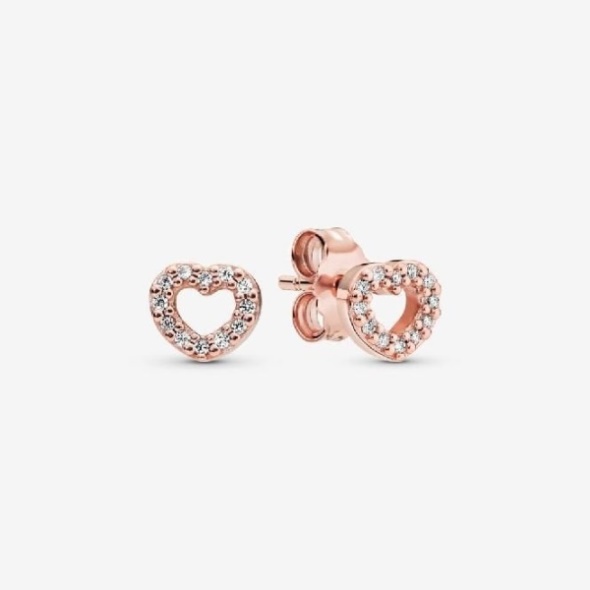 Rose Open Heart Stud Earrings Pandora CA