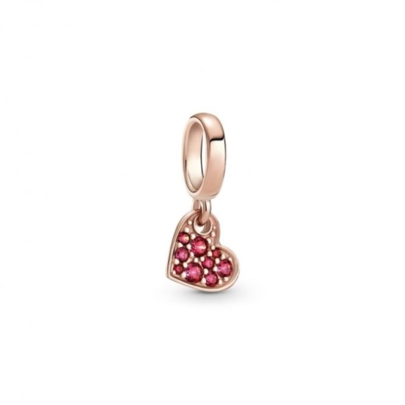 Rose Red Pave Tilted Heart Dangle Charms Pandora CA