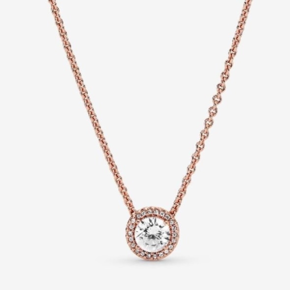 Rose Round Sparkle Halo Necklace Pandora CA