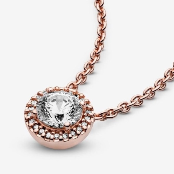 Rose Round Sparkle Halo Necklace Pandora CA