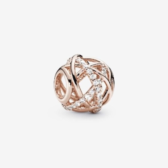 Rose Sparkling  Polished Lines Charm Pandora CA