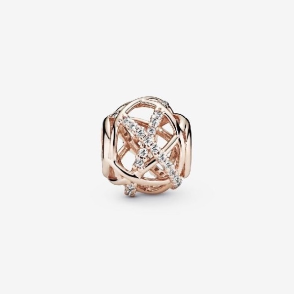 Rose Sparkling  Polished Lines Charm Pandora CA