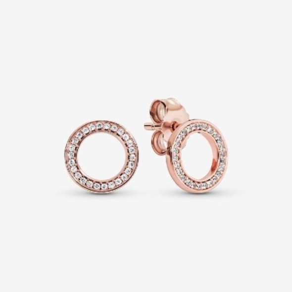 Rose Sparkling Circle Stud Earrings Pandora CA