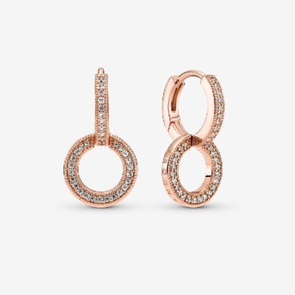 Rose Sparkling Double Hoop Earrings Pandora CA