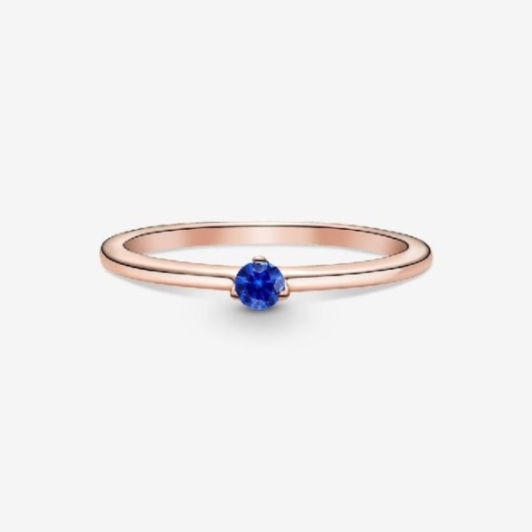 Rose Stellar Blue Solitaire Pandora CA Ring