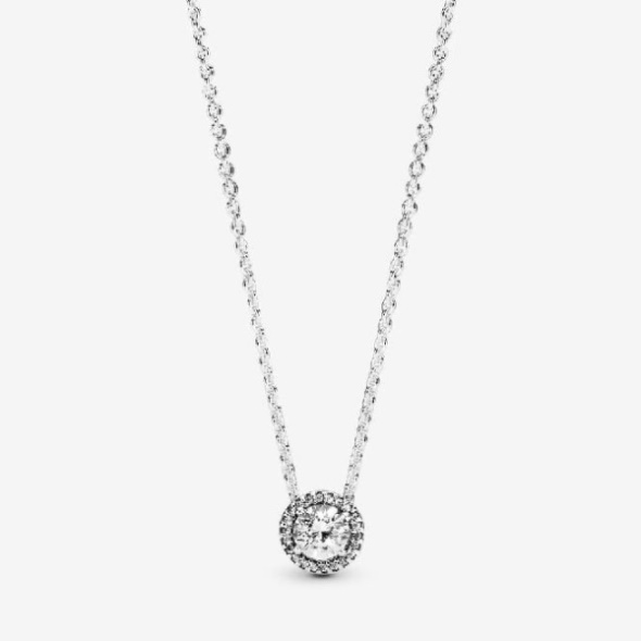Round Sparkle Halo Necklace Pandora CA