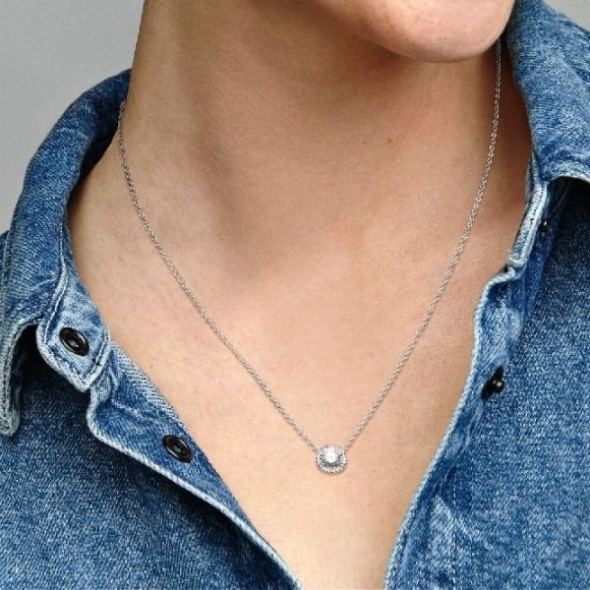 Round Sparkle Halo Necklace Pandora CA