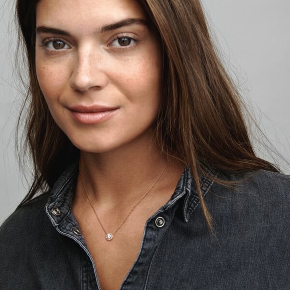 Round Sparkle Halo Necklace Pandora CA Rose Gold Plated