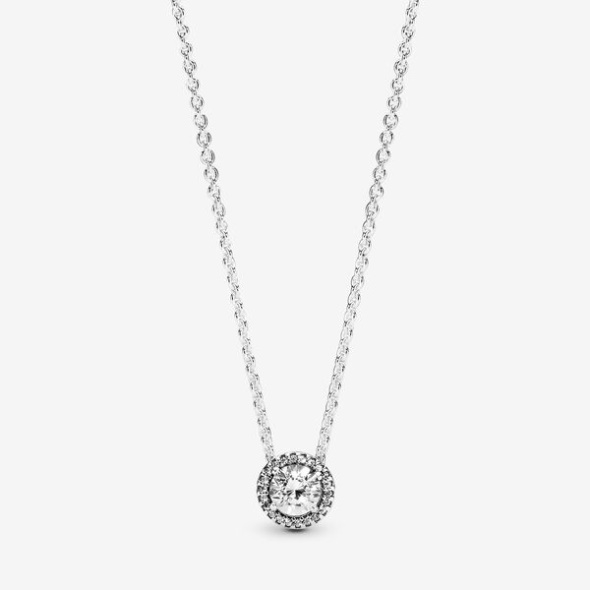 Round Sparkle Halo Necklace Pandora CA Sterling Silver