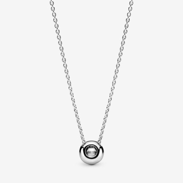 Round Sparkle Halo Necklace Pandora CA Sterling Silver