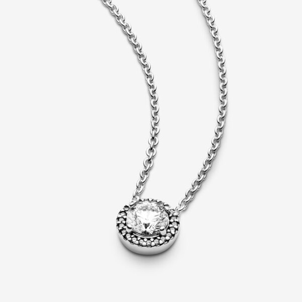Round Sparkle Halo Necklace Pandora CA Sterling Silver
