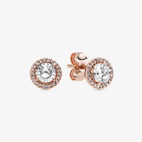 Round Sparkle Halo Stud Earrings Pandora CA