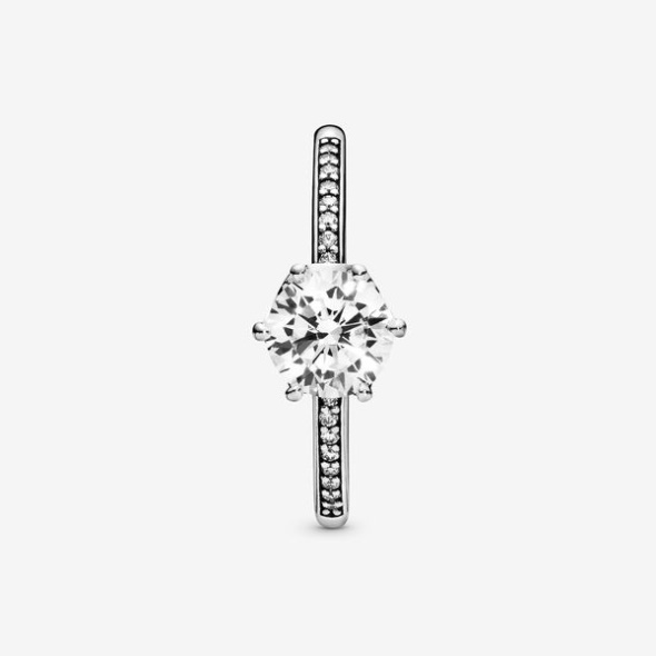 Shimmering Solitaire Wishbone Stacking Ring Set Pandora CA