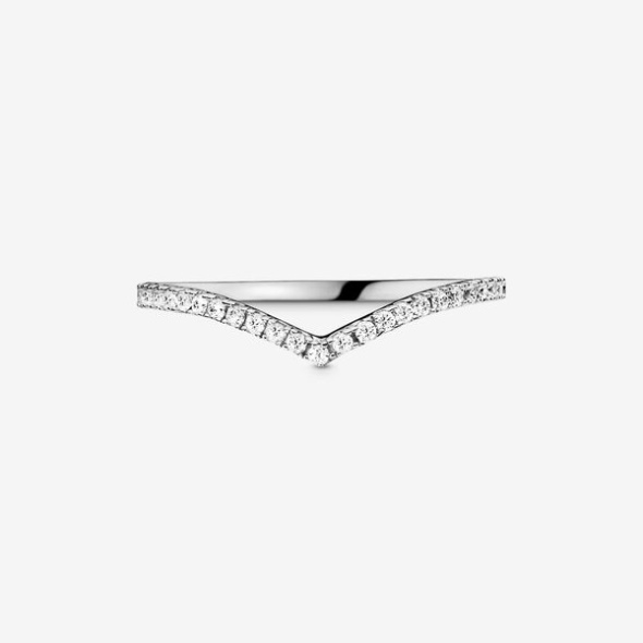 Shimmering Solitaire Wishbone Stacking Ring Set Pandora CA
