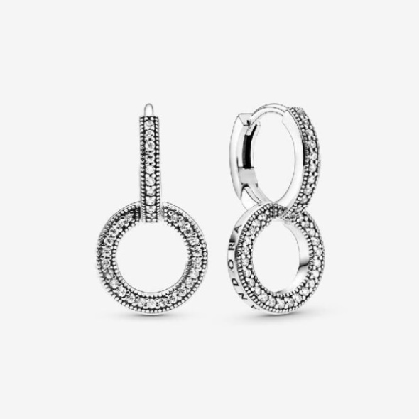 Signature Sparkling Double Hoop Earrings Pandora CA