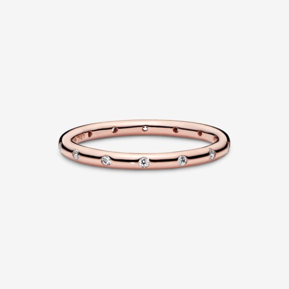 Simple Sparkling Band Ring Pandora CA Rose Gold Plated