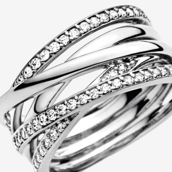 Sparkling  Pandora CA Polished Lines Ring