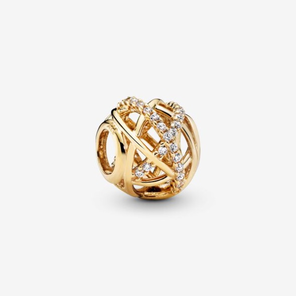 Sparkling And Polished Lines Charm Pandora CA Gold