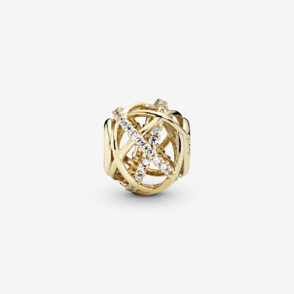 Sparkling And Polished Lines Charm Pandora CA Gold