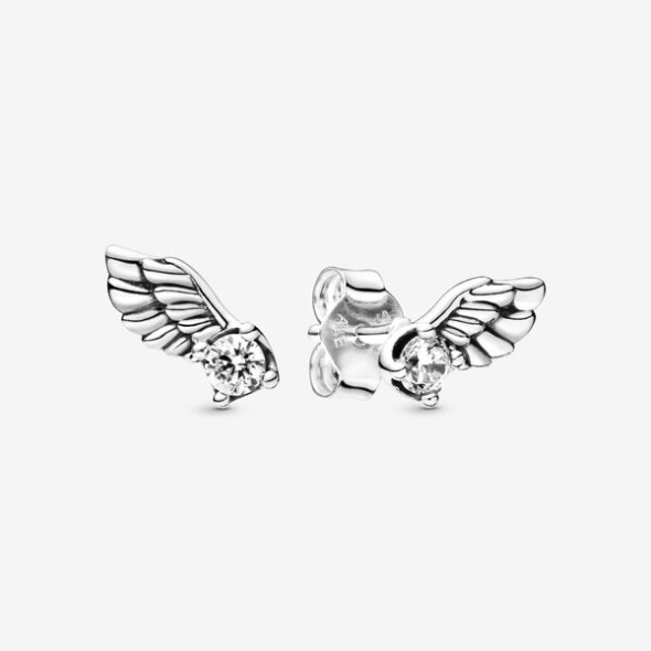 Sparkling Angel Wing Stud Earrings Pandora CA