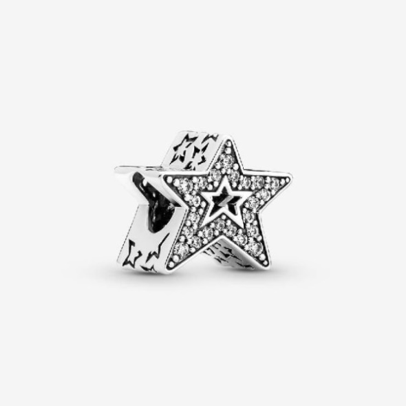 Sparkling Asymmetric Star Charm Pandora CA