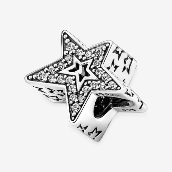 Sparkling Asymmetric Star Charm Pandora CA