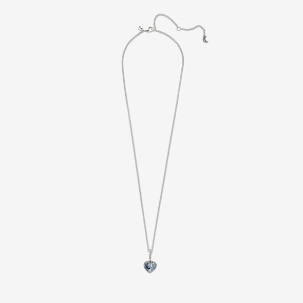 Sparkling Blue Moon Stars Heart Necklace Pandora CA