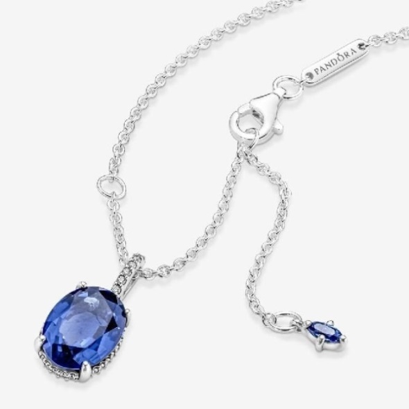 Sparkling Blue Statement Halo Pendant Necklace Pandora CA