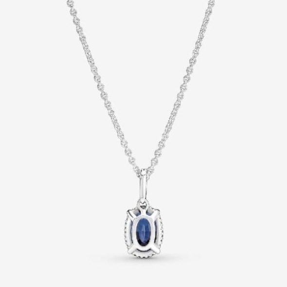 Sparkling Blue Statement Halo Pendant Necklace Pandora CA