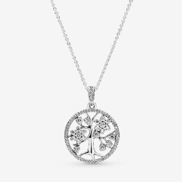 Sparkling Brand Pandora CA Family Tree Necklace