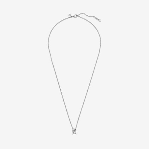 Sparkling Collier Round Square Pendant Necklace Pandora CA