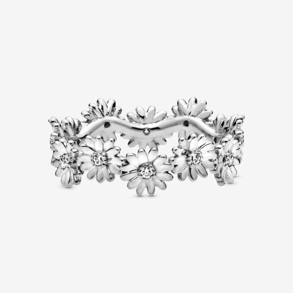 Sparkling Daisy Flower Crown Ring Pandora CA Sterling Silver
