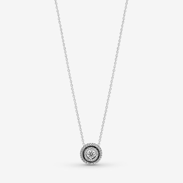 Sparkling Double Halo Collier Necklace Pandora CA