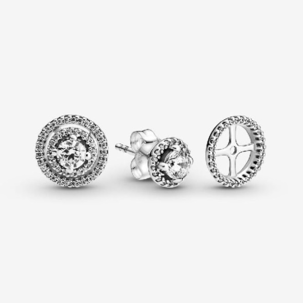 Sparkling Double Halo Stud Earrings Pandora CA