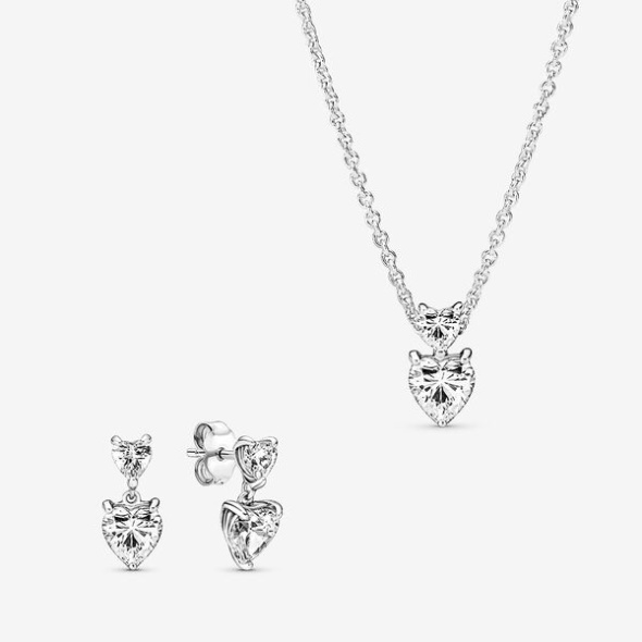 Sparkling Double Heart Jewelry Set Pandora CA