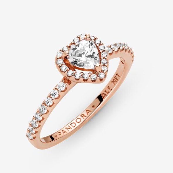 Sparkling Elevated Heart Ring Pandora CA Rose Gold Plated