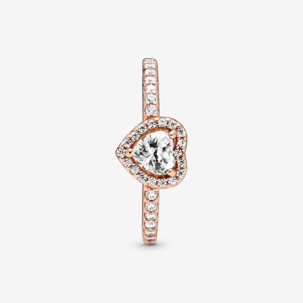 Sparkling Elevated Heart Ring Pandora CA Rose Gold Plated