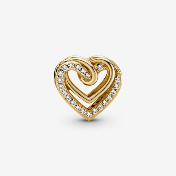 Sparkling Entwined Hearts Charm Pandora CA Gold Plated
