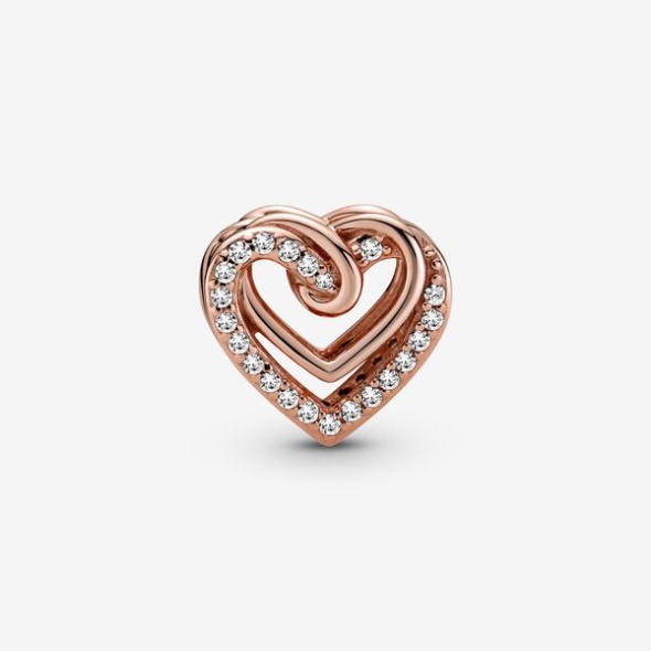 Sparkling Entwined Hearts Charm Pandora CA Rose Gold Plated
