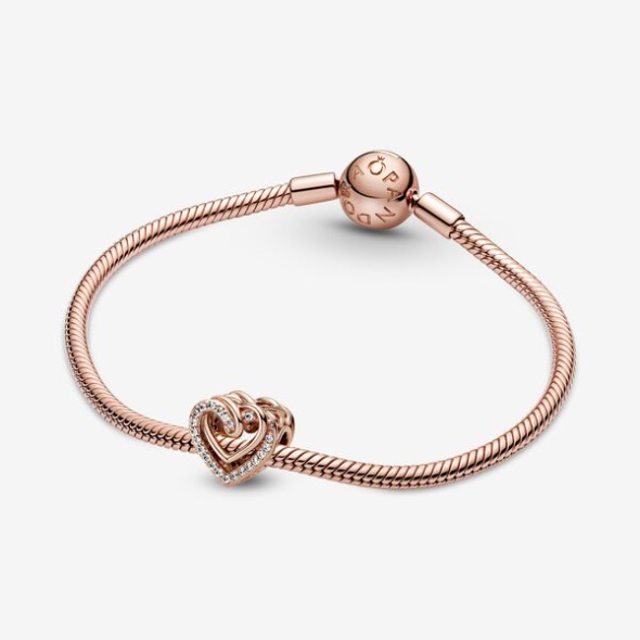 Sparkling Entwined Hearts Charm Pandora CA Rose Gold Plated