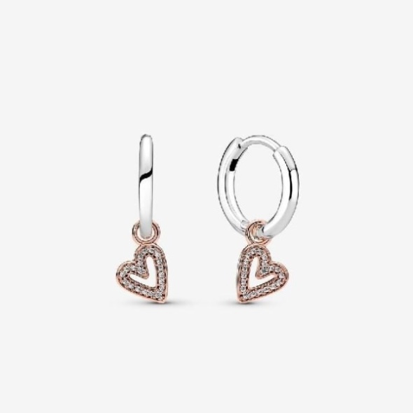Sparkling Freehand Heart Hoop Earrings Pandora CA