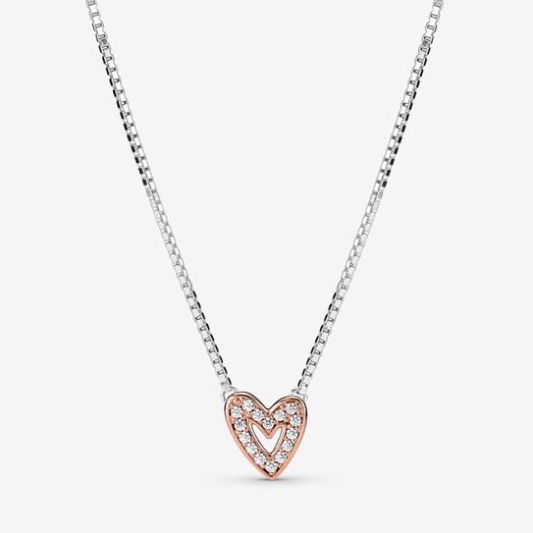 Sparkling Freehand Heart Necklace Pandora CA