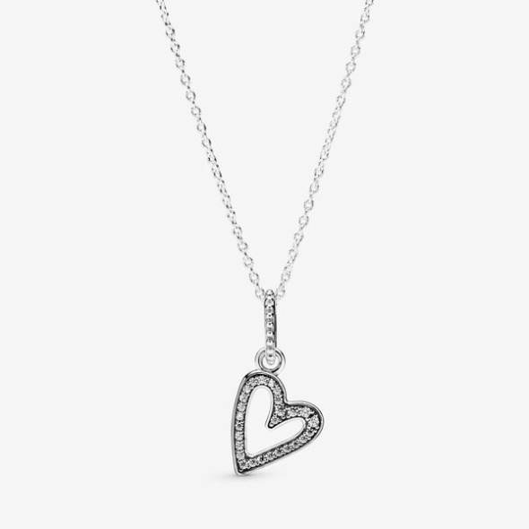 Sparkling Freehand Heart Pendant Necklace Pandora CA