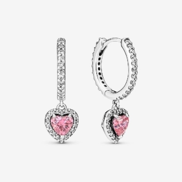 Sparkling Halo Heart Hoop Earrings Pandora CA
