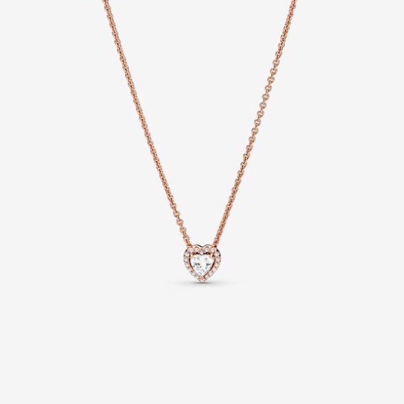 Sparkling Heart Collier Necklace Pandora CA Rose Gold Plated