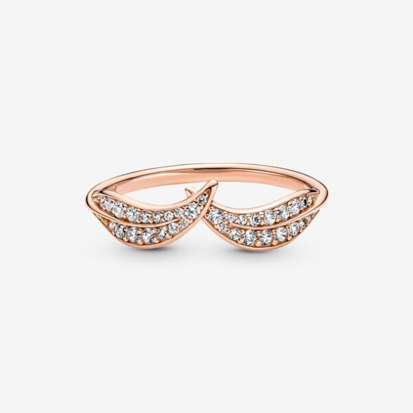 Sparkling Leaves Ring Pandora CA Rose Gold Plated